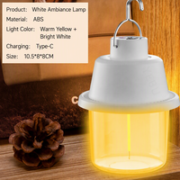 Lanterne de camping LED portable rechargeable, lampe de tente à lumière chaude avec affichage de la puissance de la batterie et crochet de suspension pour la randonnée en plein air