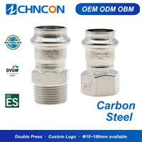 Adaptateur mâle-femelle en acier au carbone CHNCON à double pression, matériaux de plomberie DVGW, raccords de tuyauterie profil M pour l'alimentation en eau
