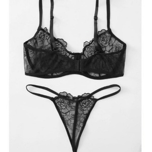Biancheria intima Sexy di vendita calda occidentale Lingerie passione reggiseno trasparente e slip Set biancheria da donna Sexy perizoma a tre punti - Product Image 2