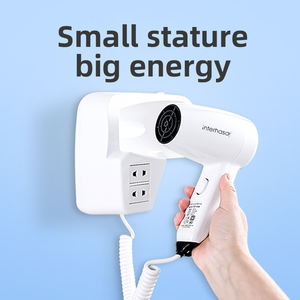 बाथरूम हेअर ड्रायर एबीएस इलेक्ट्रिक दीवार घुड़सवार फांसी होटल हेयर ड्रायर secador डे pelo धारक आधार पंच के साथ नि: शुल्क - Product Image 4