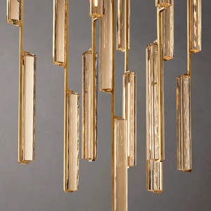 Lustre en cristal K9 de haute qualité, grand, long, moderne et luxueux pour hall d'hôtel, escalier de villa dorée. - Product Image 3