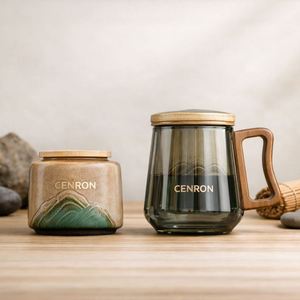 Tasse à thé en verre borosilicate résistant à la chaleur avec infuseur, couvercle, poignée en bois, logo personnalisé, couleur personnalisée, coffret cadeau exquis + sac pratique - Product Image 3