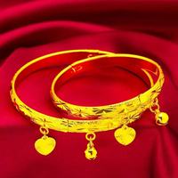 Bracelet à clipser en laiton de marque Cicily, motif étoile complète, forme cœur vintage, pour femmes et enfants, en or de sable du Guangdong, idéal comme cadeau