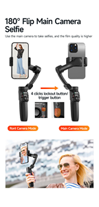 Estabilizador de <span class=keywords><strong>Gimbal</strong></span> de <span class=keywords><strong>3</strong></span> <span class=keywords><strong>Ejes</strong></span> Antivibración M05 con Extensión de 184 mm, Control Remoto Desmontable, Soporte Flexible para Teléfono para Escritorio - Product Image 5