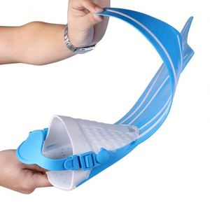 ครีบหางนางเงือกครีบดำน้ำสำหรับเด็กสีฟ้าสีชมพู - Product Image 3