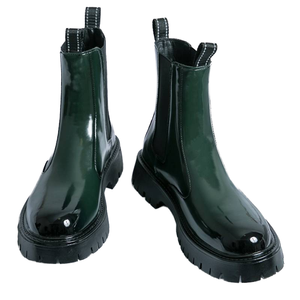 Elegantes Botines de Charol Verde para Hombre, Zapatos Formales de Vestir Sin Cordones, Plantilla EVA para Toda Temporada - Product Image 3