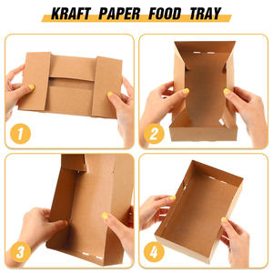 Fiambrera Bento de papel Kraft rectangular personalizada al por mayor, fiambrera plegable biodegradable para llevar, contenedor de comida, ensaladera desechable - Product Image 6