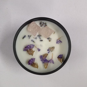 Fleur séchée à l'étain noir aromathérapie botanique séchée cristal de guérison personnalisé forme irrégulière quartz clair bougie parfumée - Product Image 5