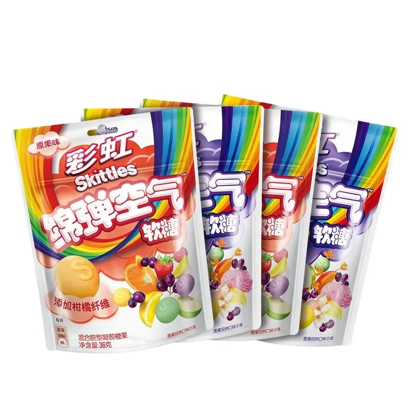 Prezzo di fabbrica snack esotici caramelle esotiche Skittles spugna Air Skittles caramelle gommose per bambini aromi di frutta mista