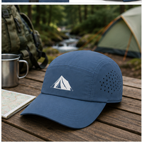 Casquette de baseball et de randonnée en nylon à 5 panneaux, découpe laser, aération, transfert thermique, faible MOQ, fourniture ODM, commande en gros pour les acheteurs de matériel de camping, logo personnalisé