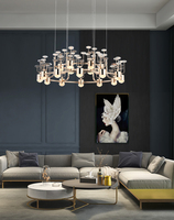 Lustre LED linéaire de luxe haut de gamme en cristal K9 et métal plaqué, lampe suspendue pour hall de villa, salon