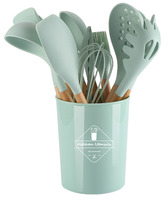 Nouvel ensemble d'ustensiles de cuisine intelligents 12 pièces en nylon et silicone pour la maison - Outils de pâtisserie compatibles lave-vaisselle, micro-ondes et four