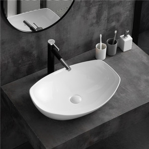 <span class=keywords><strong>Lavabo</strong></span> de Arte de cerámica blanca de alta calidad sobre encimera <span class=keywords><strong>Lavabo</strong></span> de baño <span class=keywords><strong>Lavabo</strong></span> de mano - Product Image 3