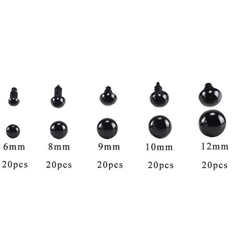 DIY tools 100pcs 2-12 mm Black Plastic Crafts Safety Eyes For Teddy Bear Dolls Making Animal Accessories S0173-01