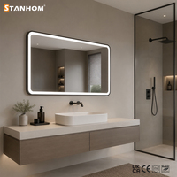 STANHOM UKCA CE RoHS Miroir LED à cadre en aluminium Miroir de salle de bain suspendu de grande taille avec lumière LED