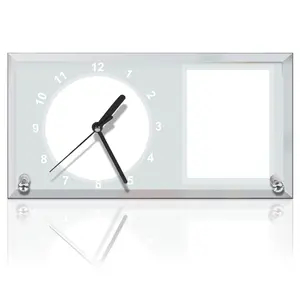 Сублимационные чистые стеклянные часы Стеклянная фоторамка индивидуальные стеклянные часы