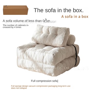 Cross-border beige gecomprimeerde vacuüm lazy sofa van stof, opvouwbaar, minimalistisch, modern, voor thuis, woonkamer, slaapbank, <span class=keywords><strong>China</strong></span> - Product Image 4