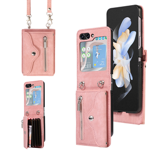 Funda Retro Vintage de Cuero PU con Correa Cruzada para Samsung Z Flip 5, con Bolsillo para Tarjetas RFID y Cartera - Product Image 5
