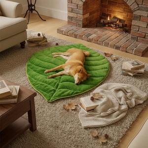 แผ่นรองนอนสัตว์เลี้ยงแบบหนานุ่มสำหรับขายส่ง - แผ่นรองนอนรูปใบไม้สำหรับฤดูหนาว แข็งแรง ทันสมัย ทำจากผ้าฝ้ายแท้ (สำหรับสุนัข) - ขนาดใหญ่ - Product Image 2