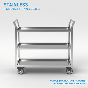 X-MING Heavy Duty thép không gỉ tay đẩy nền tảng Xe Tải xe đẩy thực phẩm giỏ hàng cán với bánh xe cho kho văn phòng - Product Image 2