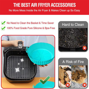 Moule à pâtisserie pliable en silicone, plat rond pour friteuse à air, pour la cuisine à domicile, compatible lave-vaisselle - Product Image 3