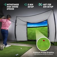 Cage d'entraînement de golf 10,5 pieds avec écran de projection visuel, simulateur compatible, cadre en acier robuste, tissu PE haute résistance