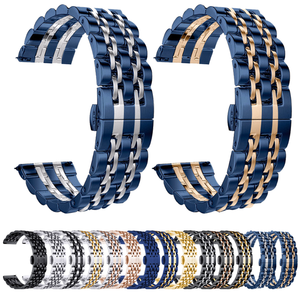 Bracelet intelligent à sept rangées de 20 mm, 22 mm, 14 couleurs, bracelet en acier inoxydable de luxe pour montres Samsung, <span class=keywords><strong>HUAWEI</strong></span>, Amazfit, Garmin - Product Image 1