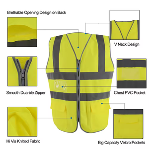 Gilet de sécurité haute visibilité réfléchissant de classe <span class=keywords><strong>2</strong></span> ANSI avec poche d'identification en PVC, design léger, tissu en tricot de polyester léger - Product Image 5