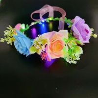 Serre-tête lumineux en forme de rose, couronne florale LED, guirlande lumineuse, accessoires pour cheveux pour mariage, anniversaire, décorations de festival