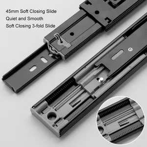 45mm Drawer Slide Soft Close Hydraulic Table Drawer Rails Extension Telescopic Rails Slide Ball Bearing Drawer Slide