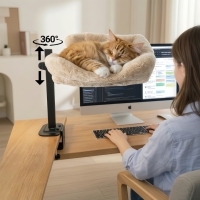 Lit pour chat réglable et rotatif à fixer au bureau, perchoir surélevé, pince antidérapante stable, siège en peluche douce pour chat, pour le bureau et la maison