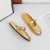 Chaussures Mary Jane tissées les plus vendues pour femmes – Mules plates à bout rond avec bride à boucle, décontractées pour la plage, le bureau et le quotidien