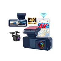 Caméra de tableau de bord 4K OEM ODM Mini 2 voies avec Wi-Fi, caméra avant 4K et caméra arrière 1080P double canal pour voiture