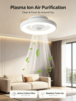 Ventilateur sans pales Yeyun avec purificateur d'air, variateur d'intensité LED, 6 vitesses, pour la maison