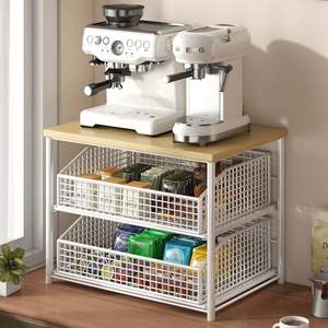 2-laags schuifbaar koffiepadlade onder de machine, organizer met metalen frame, antislipvoeten, OEM-logo - Product Image 3