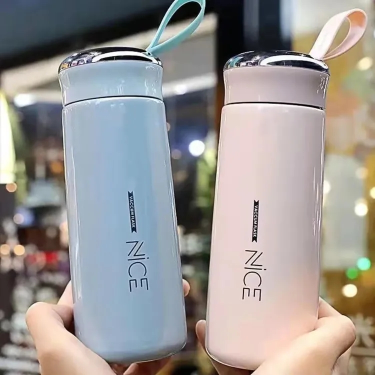 Bottiglia d'acqua in vetro a doppia parete con resistenza alle alte temperature con logo personalizzato della tazza del thermos di moda creativa