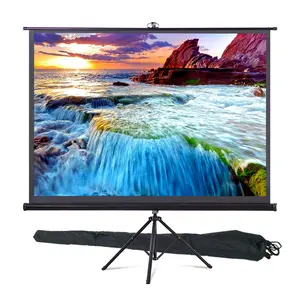 50" Video Projector Screen, Easy Fold-Out & Roll-Up Projection Display, Tripod Stand Style