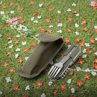 Ensemble de pique-nique de camping en plein air 7-en-1 en acier inoxydable écologique, vaisselle multifonctionnelle, couteau, fourchette et cuillère pliables pour les voyages