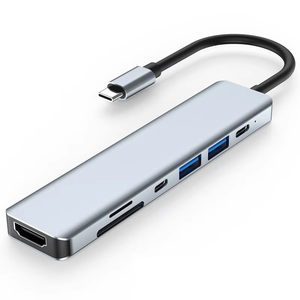 Docking Station <span class=keywords><strong>USB</strong></span> 7-in-1 in Lega di Alluminio Tipo-C, <span class=keywords><strong>Adattatore</strong></span> Splitter per Laptop - Product Image 2