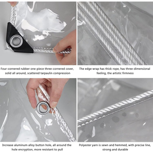 Bâche transparente en PVC vinyle robuste et imperméable <span class=keywords><strong>de</strong></span> 14 mil pour fenêtres <span class=keywords><strong>de</strong></span> véranda, auvents et tentures <span class=keywords><strong>de</strong></span> patio, avec œillets - Product Image 4