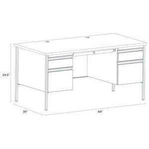 Bureau Alera 60'' x 30'' x 29,5'' en acier avec pieds en acajou/charbon, double piétement, mobilier de bureau en MDF pour bureau, salle d'étude ou bâtiment commercial - Product Image 5