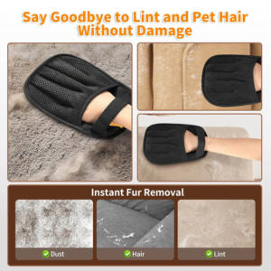 Guante Húmedo de Lujo de Poliéster Negro para Aseo de Mascotas, Toallita Limpiadora y Removedor de Pelo para Perros y Gatos - Product Image 6