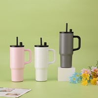 Gobelet isotherme en acier inoxydable avec poignée, tasse à café de voyage réutilisable avec couvercle pour supermarché, commerce de détail, usage au bureau