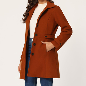 Classico Cappotto Invernale da Donna in Lana, Lungo e Monopetto, Caldo e Confortevole, Tinta Unita, Taglie Grandi, Stile Inglese - Product Image 3