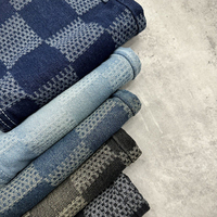 Tissu Jacquard en Denim Gaufré 3DWeave 100% Coton Biologique Écologique 325G à Carreaux pour Jeans, Vestes, Jupes, Robes et Chemises Printemps