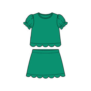 Conjunto de 2 Piezas de Ropa para Bebés Niñas, Camiseta Informal de Algodón Colorida con Borde Festoneado y Falda, Ropa de Hermanas con Estampado - Product Image 3