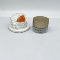 Pot cosmétique en verre transparent à profil bas avec bouchon doré brossé électroplaqué, emballage pour crème contour des yeux, impression personnalisée