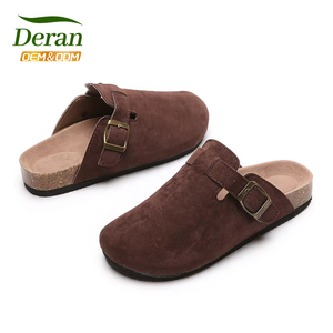 DERAN OEM Mules romaines décontractées pour femmes, pantoufles à enfiler pour femmes et couples, grandes tailles, design plat antidérapant <span class=keywords><strong>en</strong></span> liège - Product Image 2