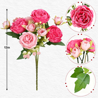 Bouquet de fleurs de pivoine artificielles en soie, fausses fleurs pour la décoration de mariage, décoration de la maison, arrangements floraux, centre de table