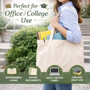 Bolsa de lona de algodón de primera calidad, resistente y reutilizable, para compras, viajes y uso en la playa, disponible para la venta. - Product Image 2